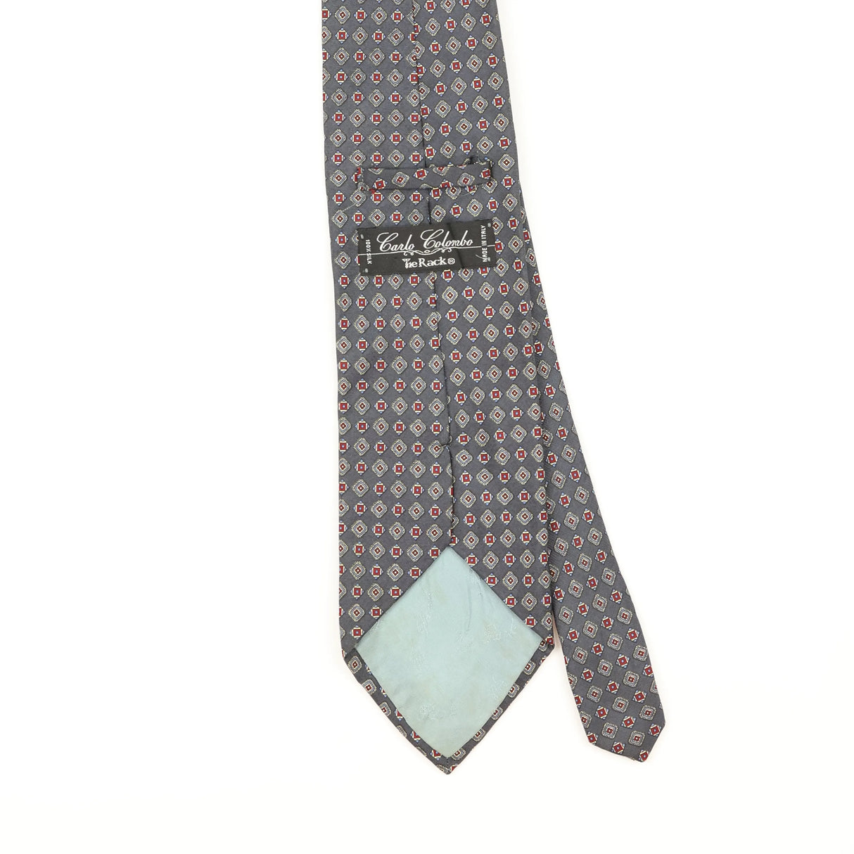 Back Detail of Vintage 1990's Tie Rack Carlo Colombo Geometric Patterned Tie