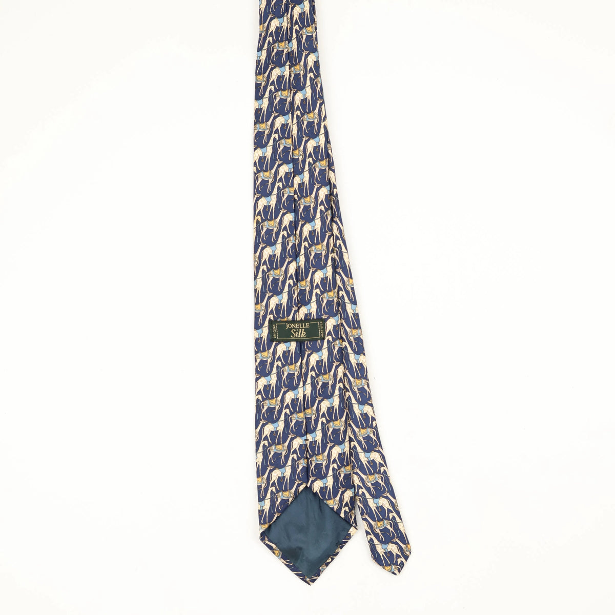 Back Back of Vintage 1990's Jonelle Horses Animal Print Patterned Tie