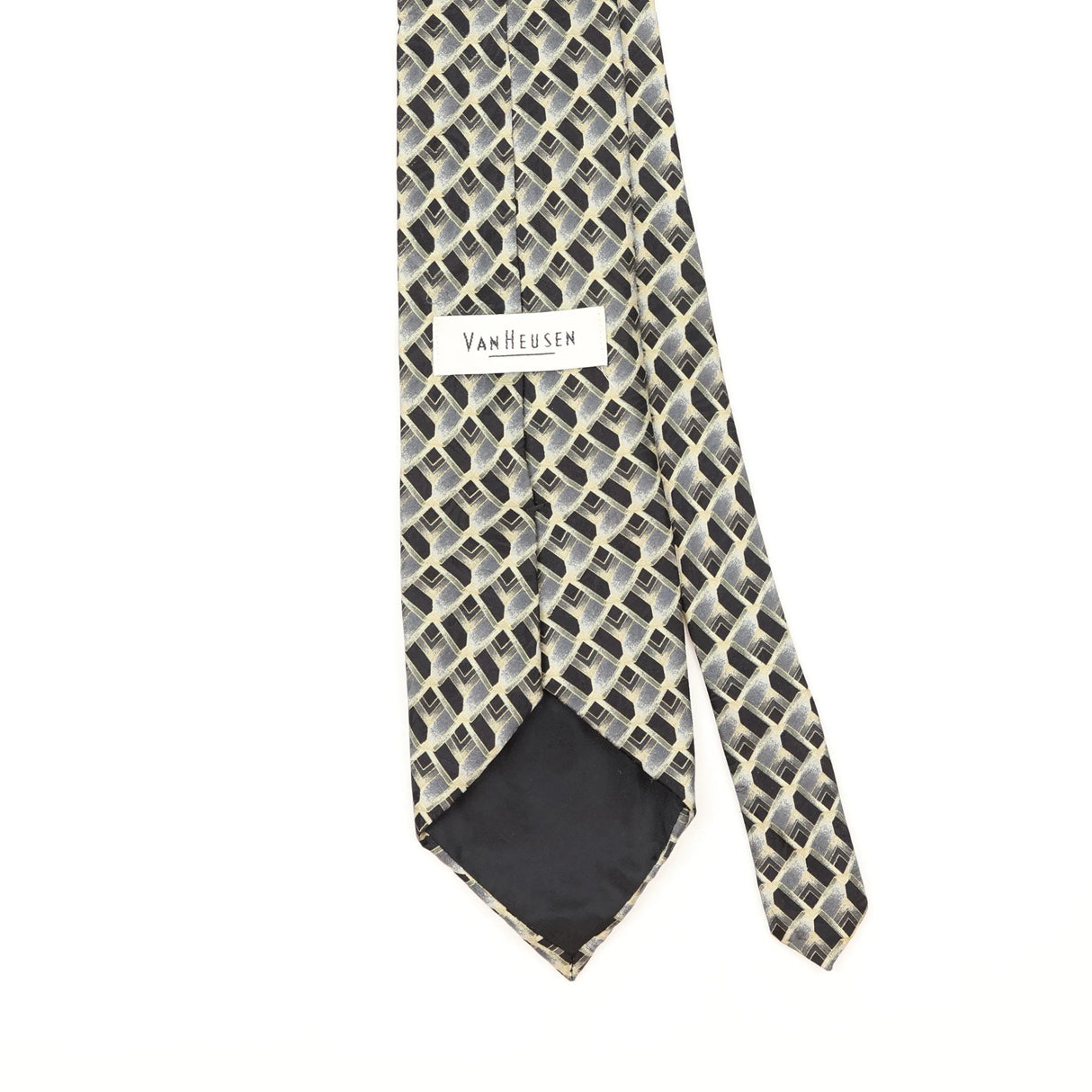 Back Detail of Vintage 1990's Van Heusen Geometric Patterned Tie
