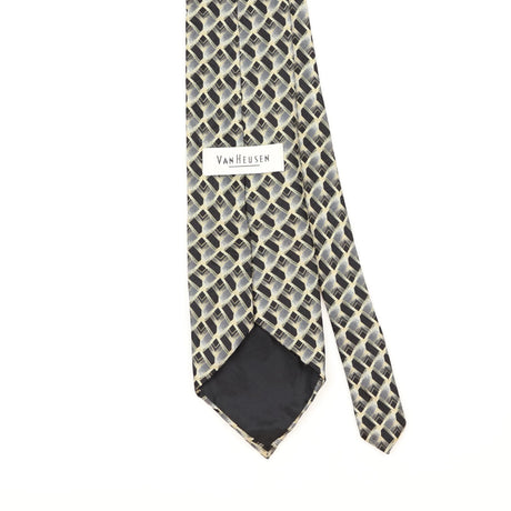 Back Detail of Vintage 1990's Van Heusen Geometric Patterned Tie