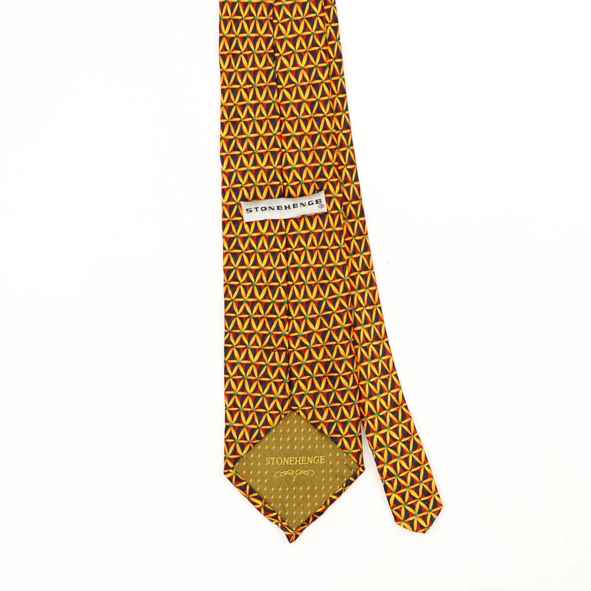 Back Back Detail of Vintage Stonehenge Geometric Patterned Tie