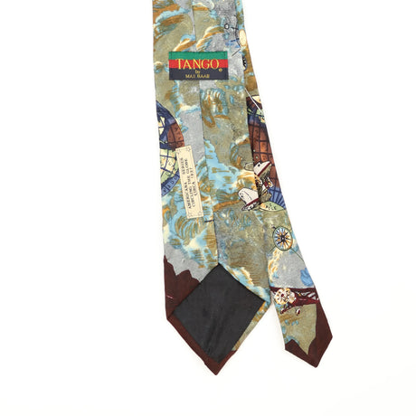 Back Back Detail of Vintage 1990's Tango Circling The Globe Series Abstract Patterned Tie