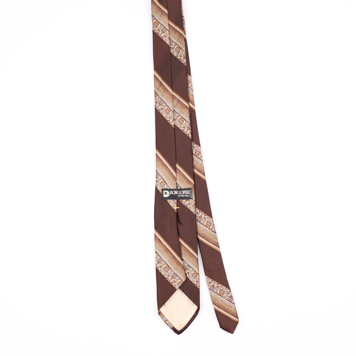 Back Back of Vintage 1980's Don Loper Striped Patterned Tie