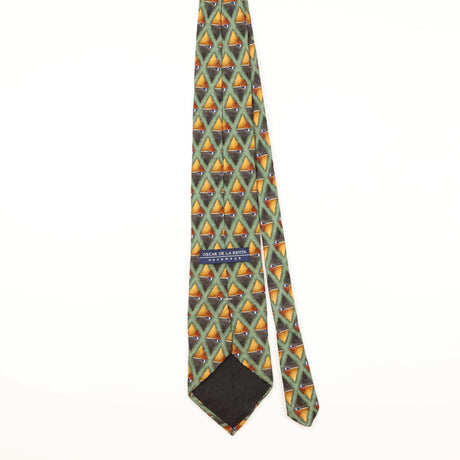 Back of Vintage Oscar De La Renta Geometric Patterned Tie