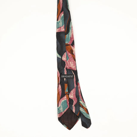 Back Back of Vintage 1990's Bugatti Abstract Patterned Tie