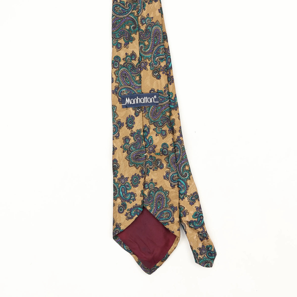 Back Back Detail of Vintage Manhattan Paisley Patterned Tie