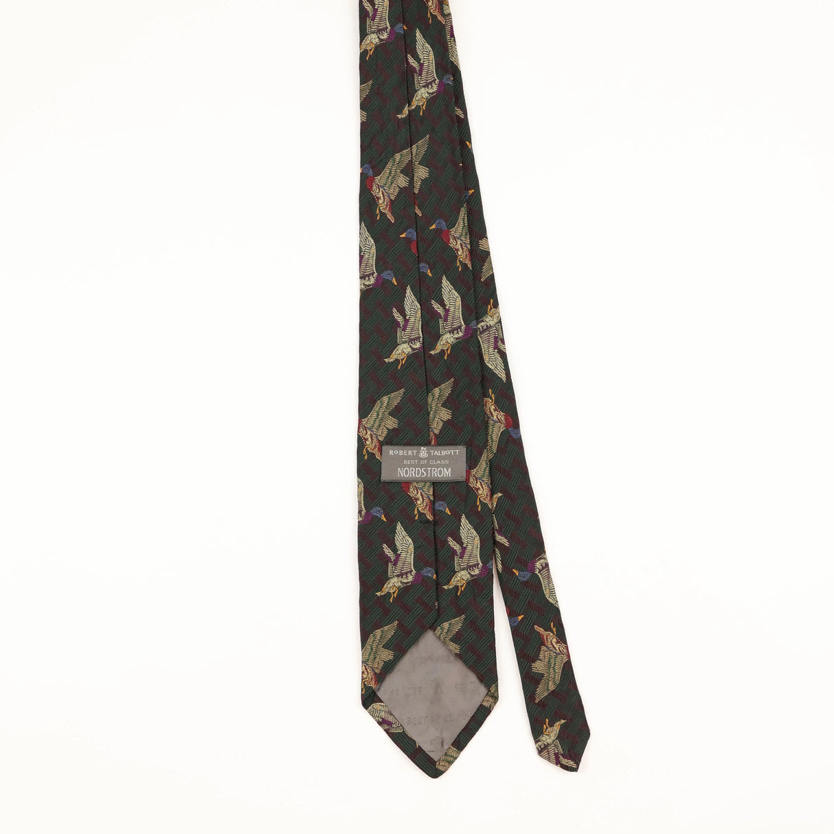 Back of Vintage 1990's Robert Talbott Bird Animal Print Patterned Tie