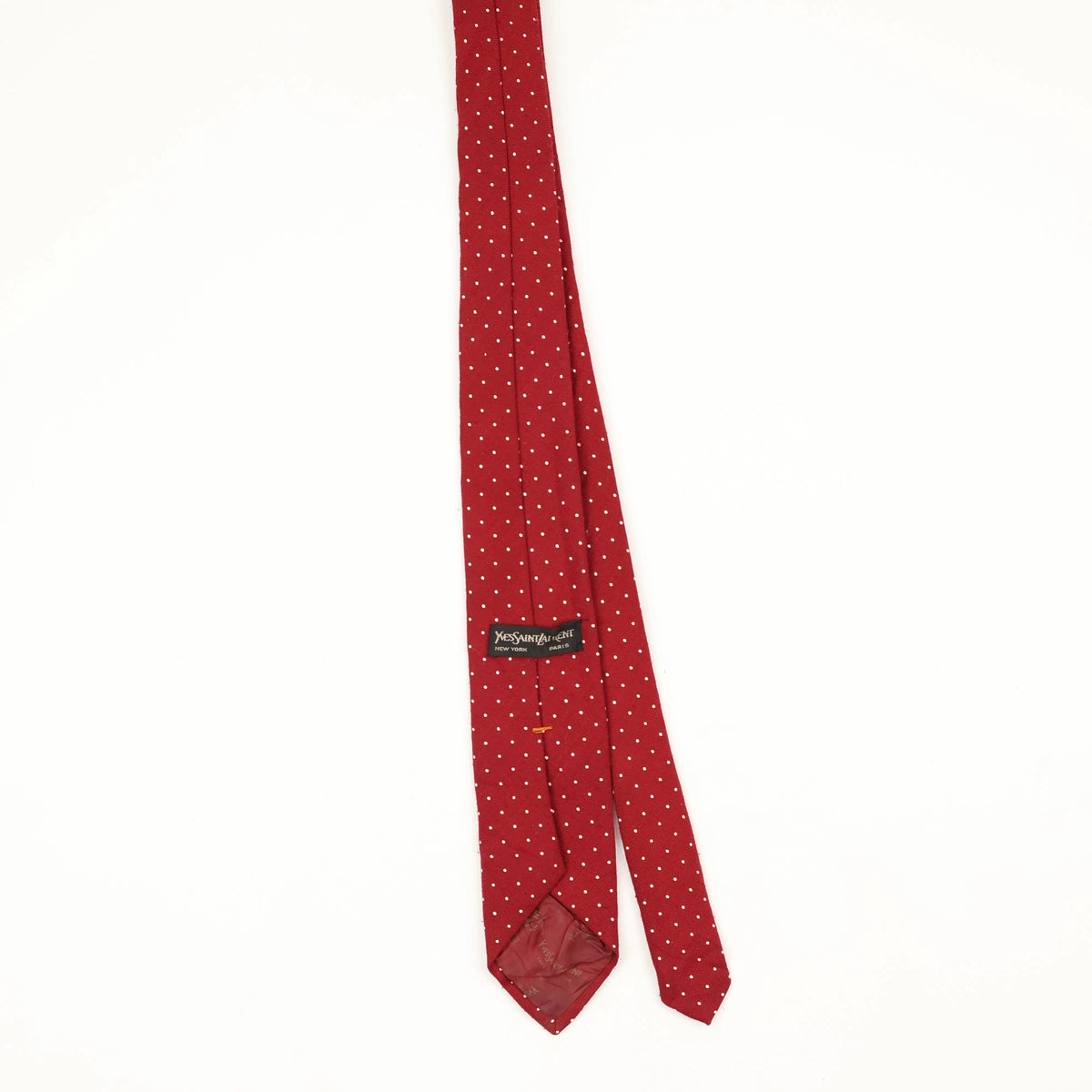 Back Back of Vintage 1990's Yves Saint Laurent Polka Dot Patterned Tie
