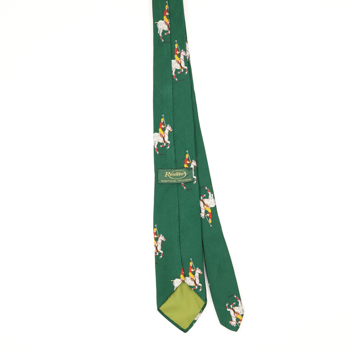 Back Back of Vintage 1980's Resilio Polo Animal Print Patterned Tie