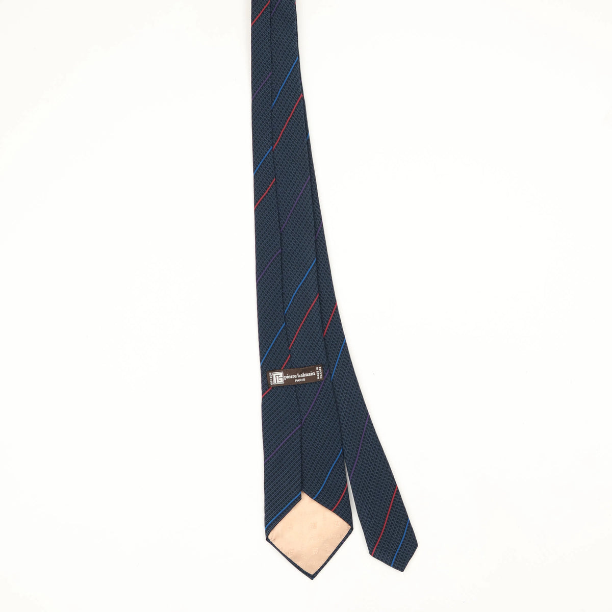 Back Back of Vintage 1990's Pierre Balmain Striped Patterned Tie