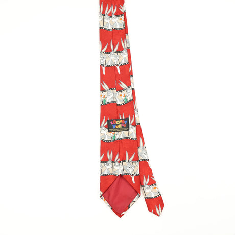 Back Back of Vintage 1990's Looney Tunes Bugs Bunny Cartoon Patterned Tie