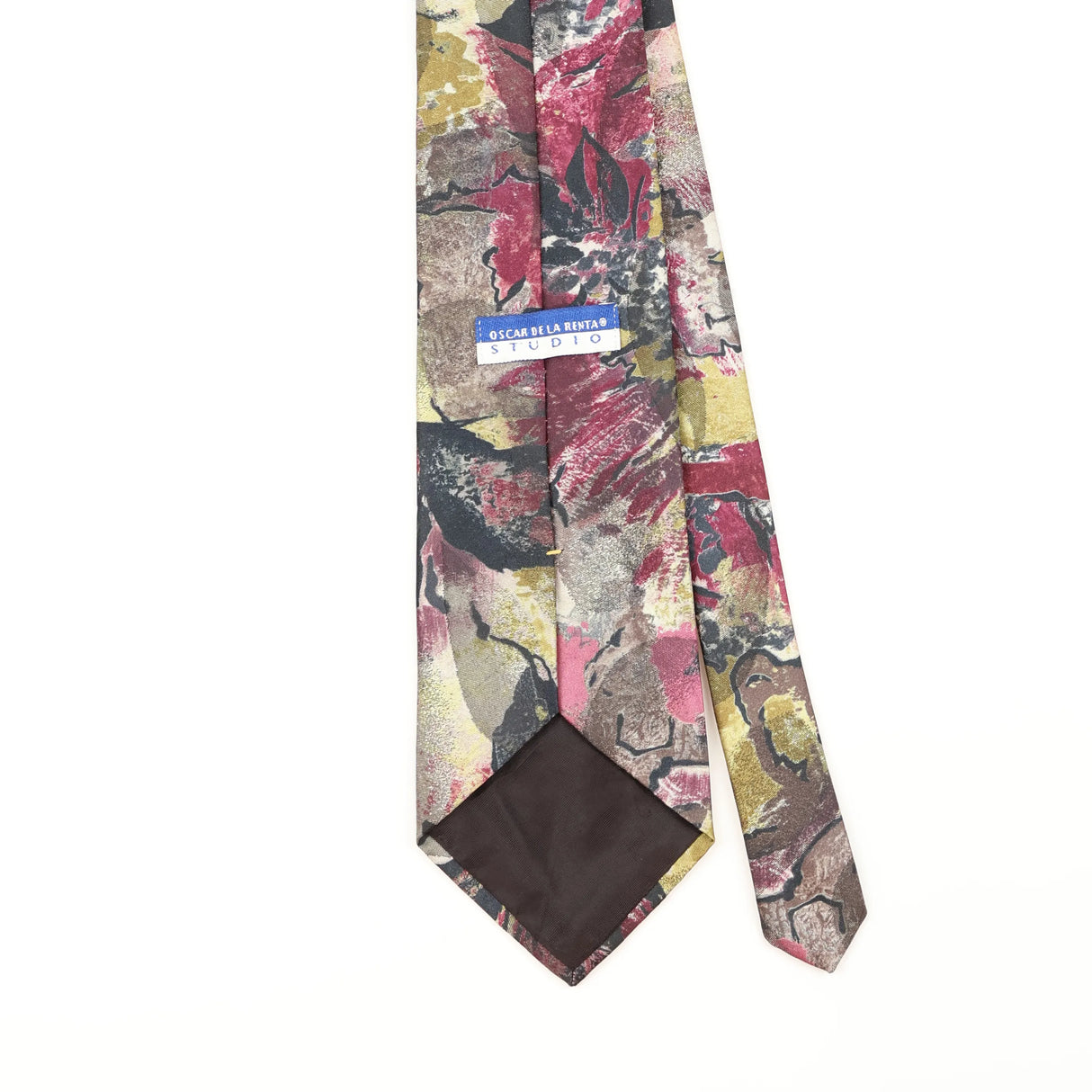 Back Detail of Vintage 1990's Oscar De La Renta Abstract Patterned Tie