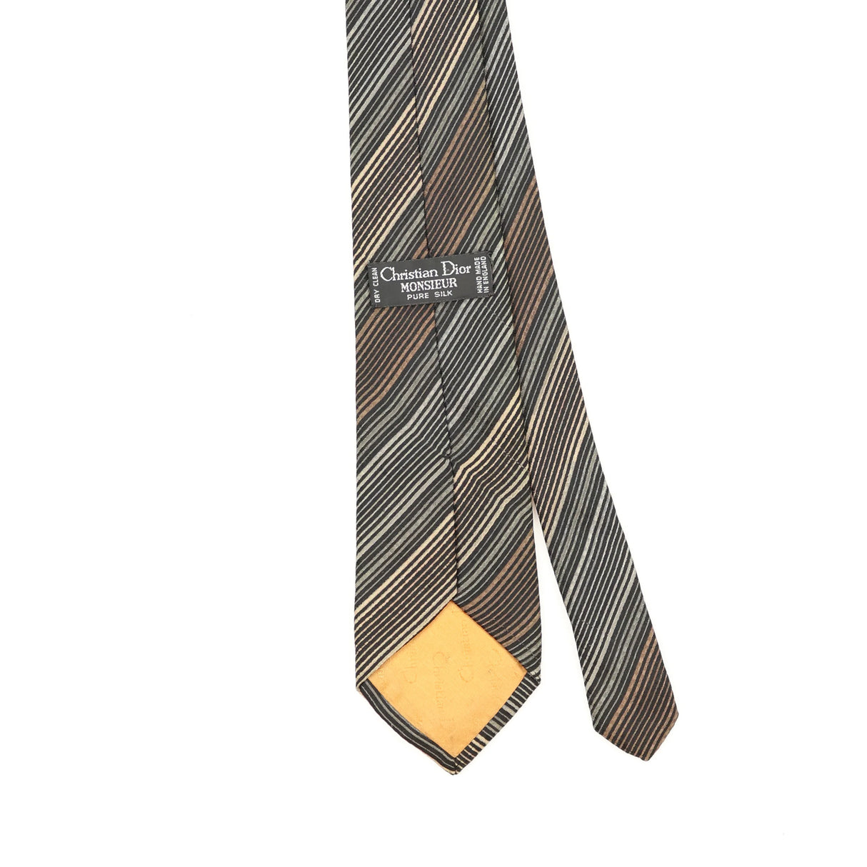 Back Back Detail of Vintage 1980's Christian Dior Striped Patterned Tie
