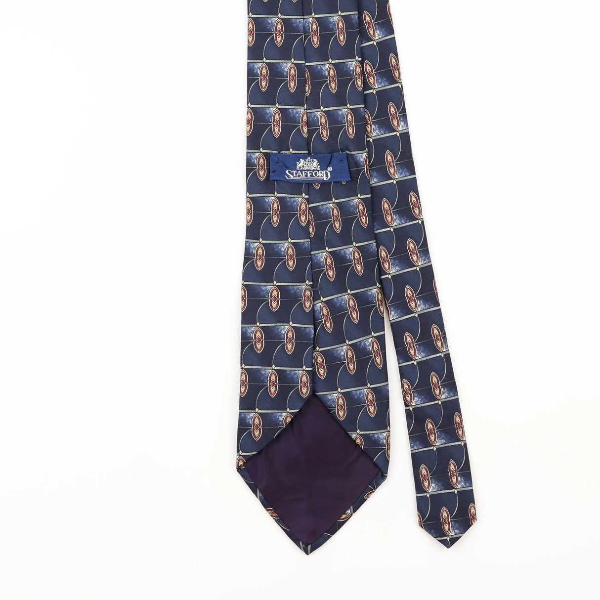Back Detail of Vintage 1990's Stafford Geometric Patterned Tie