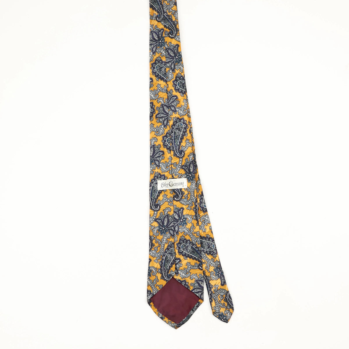 Back Back of Vintage 1990's Oleg Cassini Paisley Patterned Tie