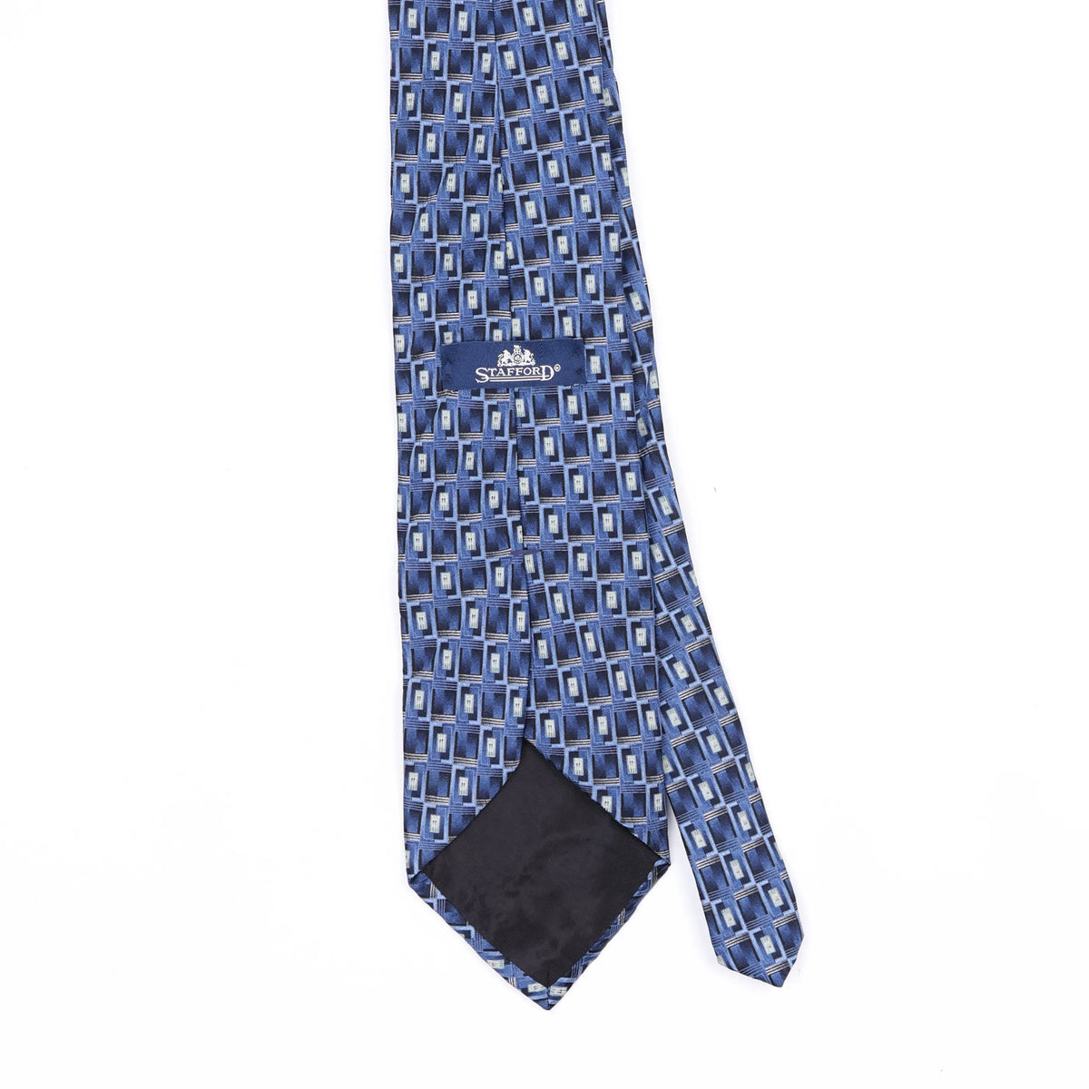 Back Back Detail of Vintage 1990's Stafford Squares Geometric Patterned Tie