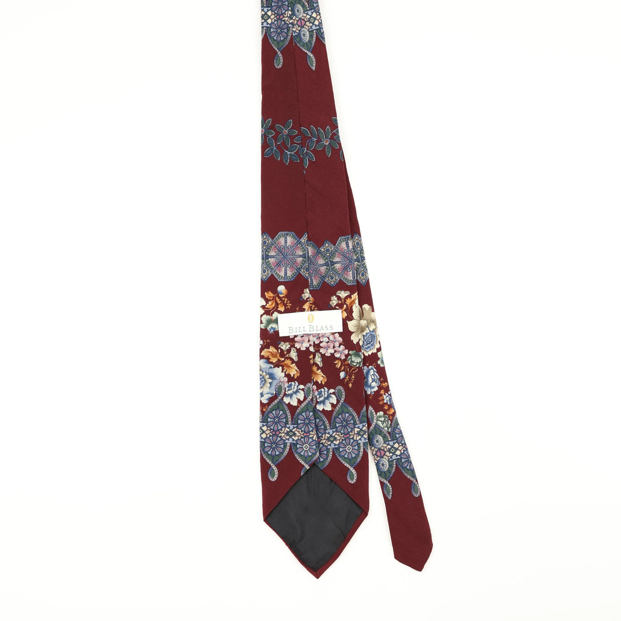Back of Vintage 1990's Bill Blass Floral Patterned Tie
