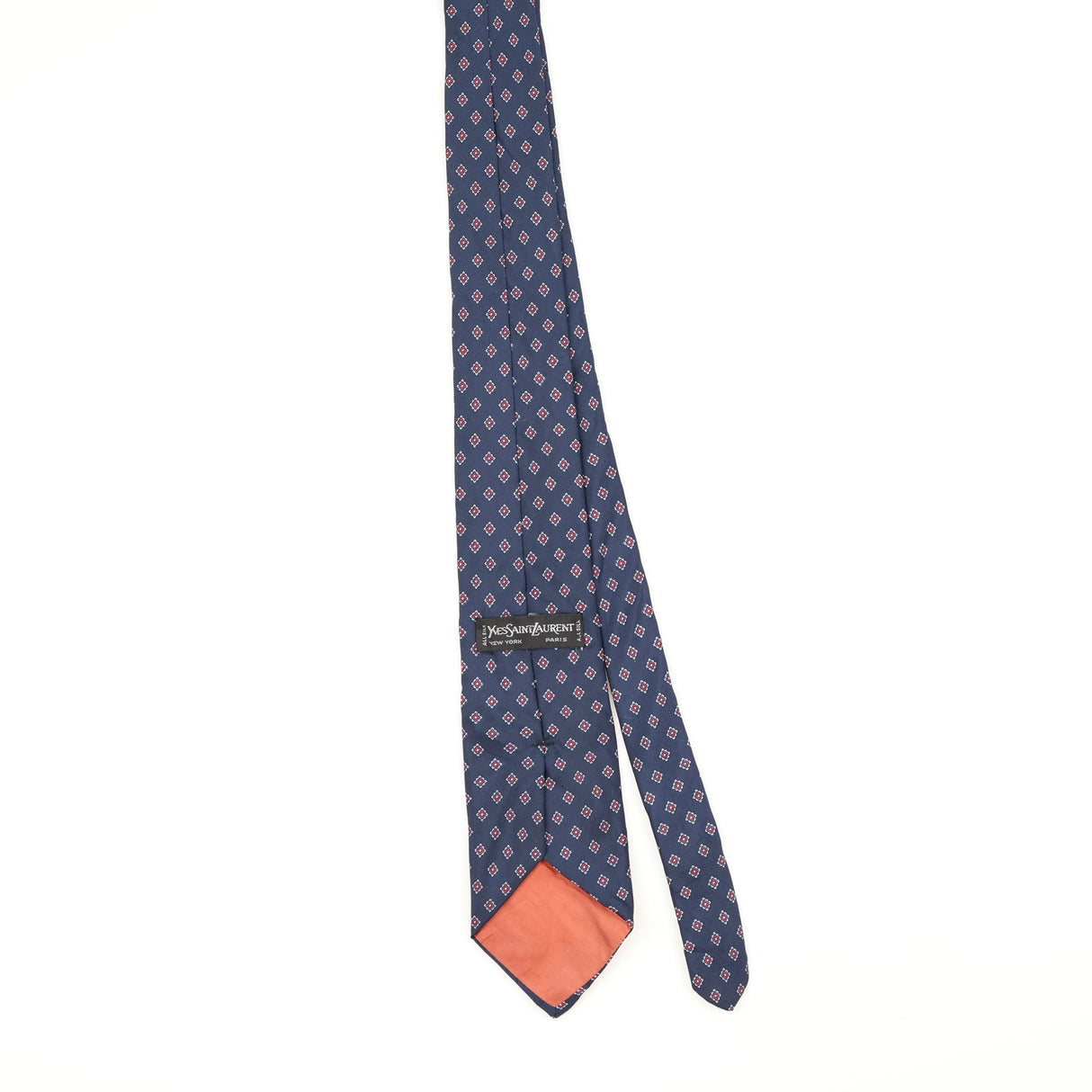 Back Back of Vintage 1990's Yves Saint Laurent Diamonds Geometric Patterned Tie
