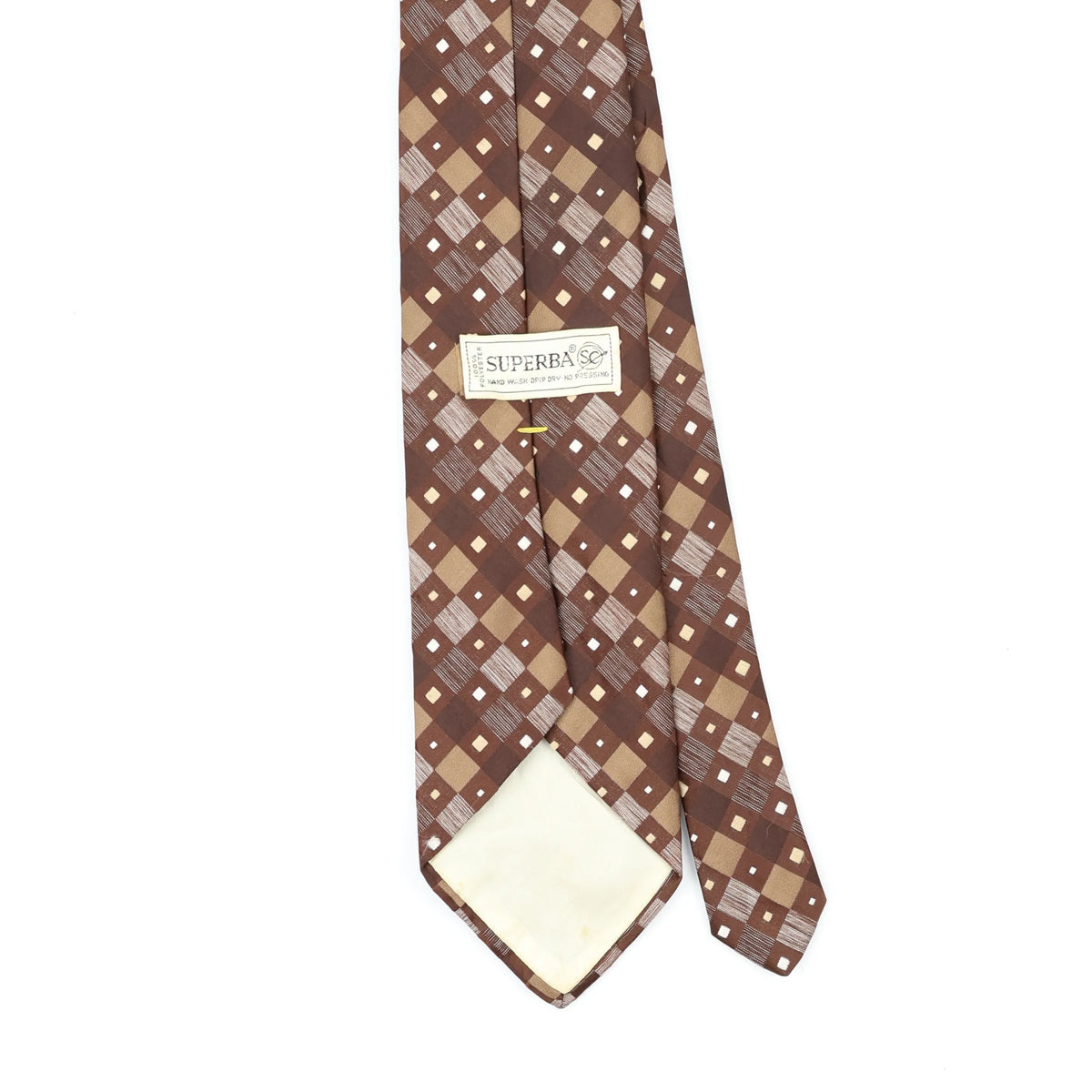 Back Back Detail of Vintage 1980's Diamond Geometric Patterned Tie