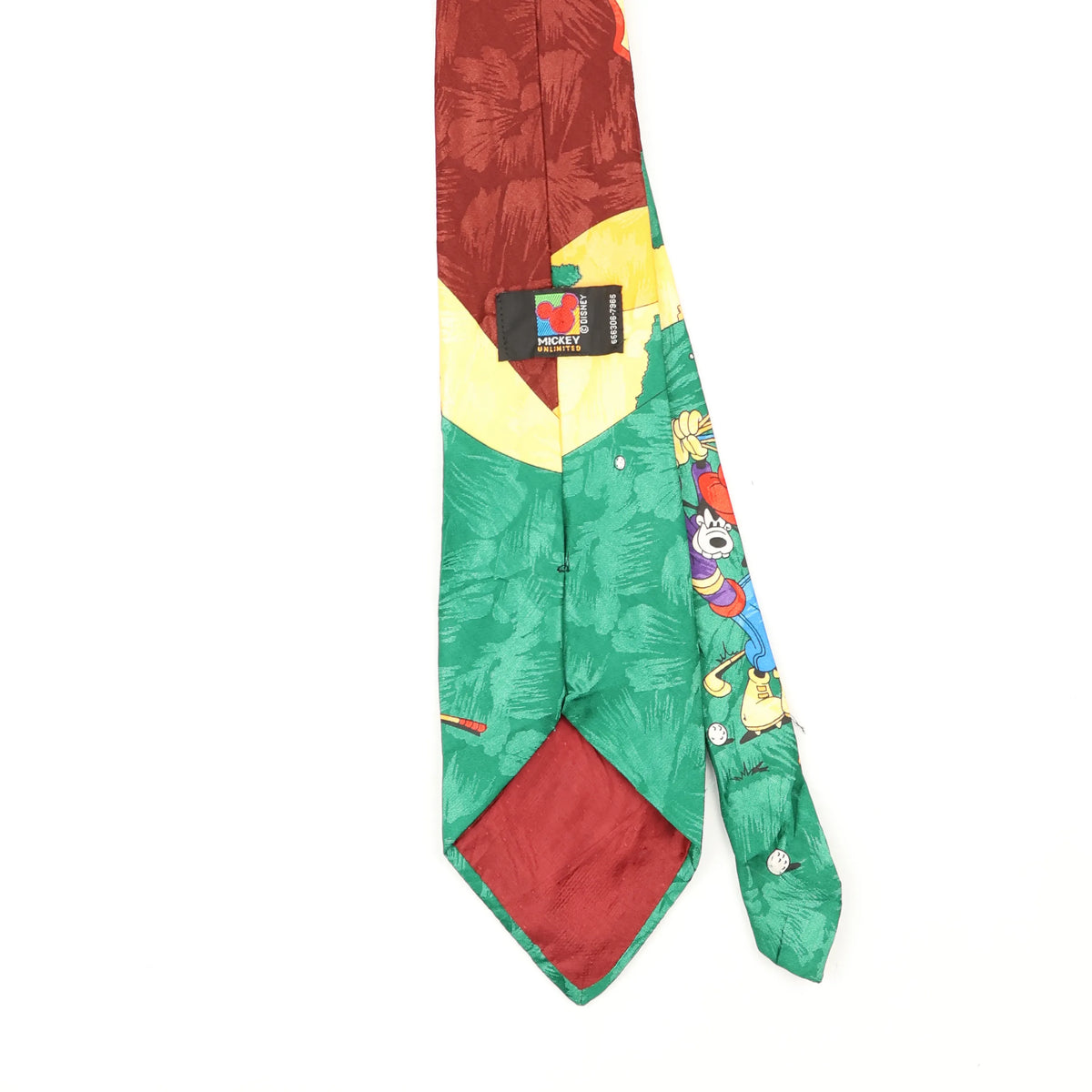 Back Back Detail of Vintage 1990's Disney Goofy Cartoon Patterned Tie