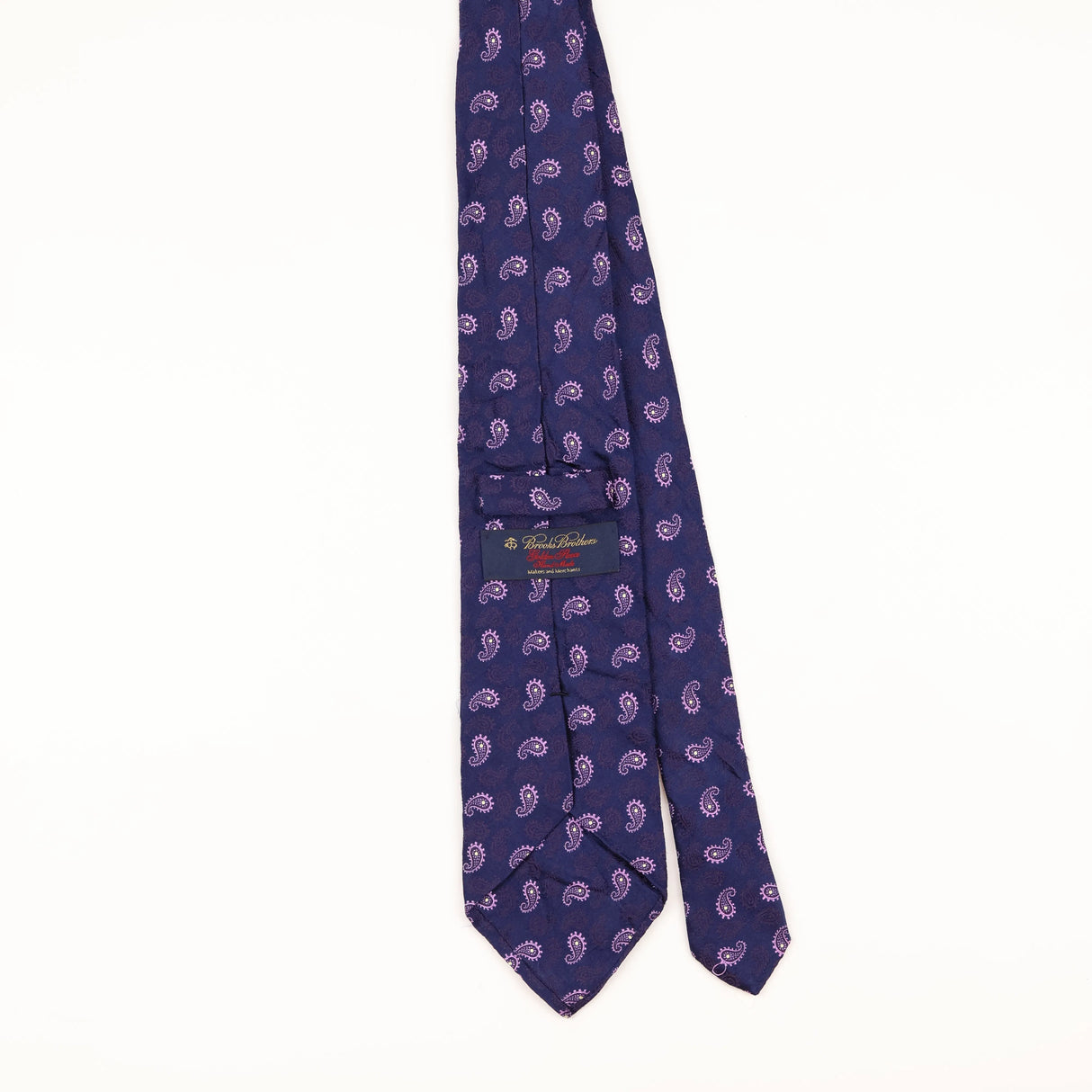 Back of Vintage 1990's Brooks Brothers Paisley Patterned Tie