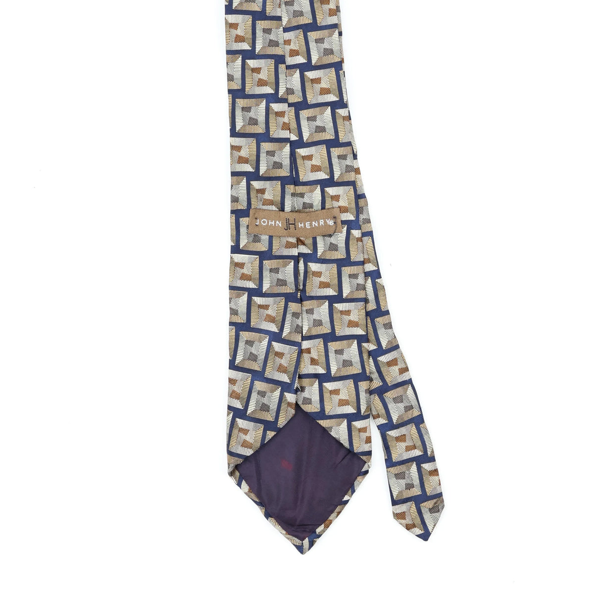 Back Back Detail of Vintage 1990's John Henry Geometric Patterned Tie