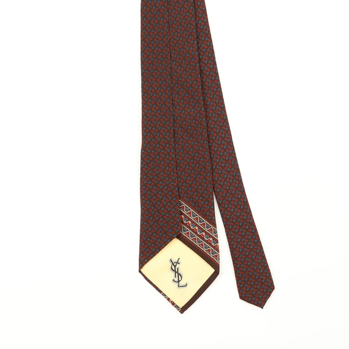 Back Back Detail of Vintage 1990's Yves Saint Laurent Geometric Patterned Tie