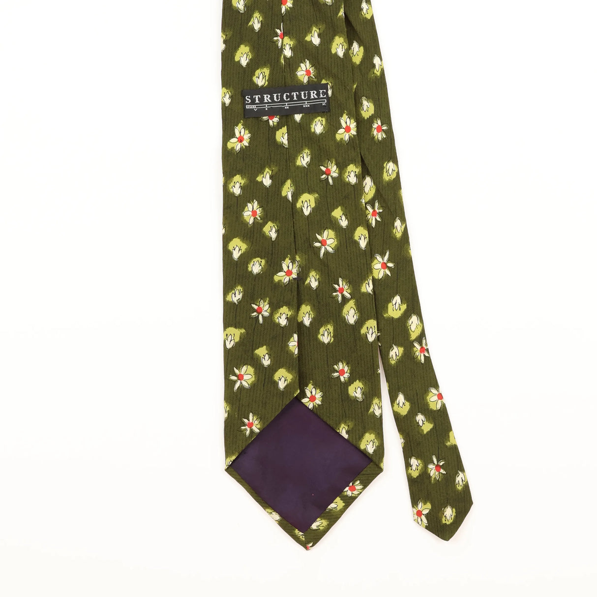 Back Detail of Vintage 1990's Structure Daisy Floral Patterned Tie