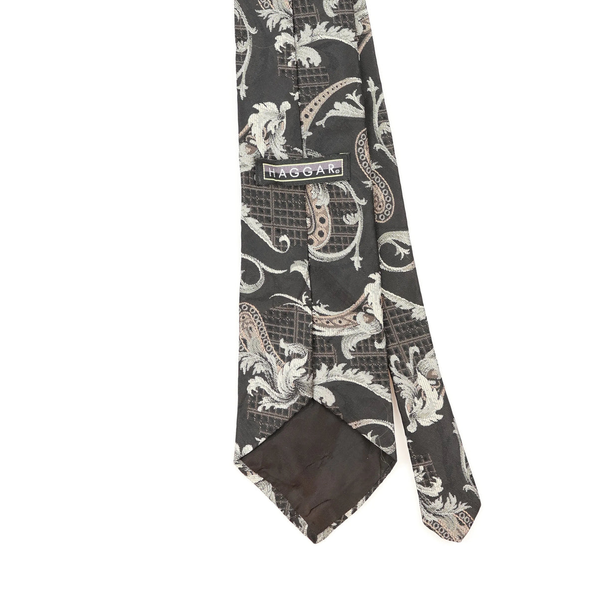 Back Detail of Vintage 1990's Haggar Paisley Patterned Tie