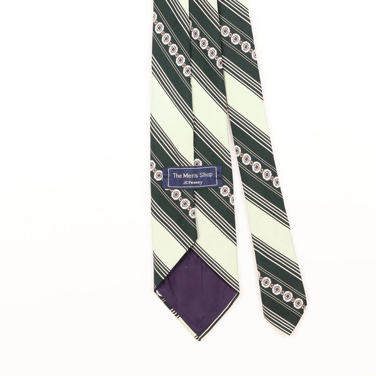 Back Detail of Vintage 1980's J. C. Penney Repp Striped Patterned Tie