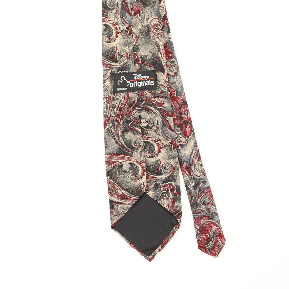 Back Back Detail of Vintage 1990's Disney Mickey Mouse Floral Patterned Tie