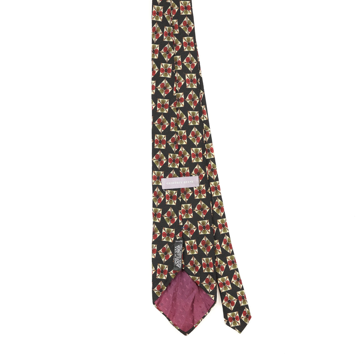 Back Back of Vintage 1990's Geoffrey Beene Geometric Patterned Tie