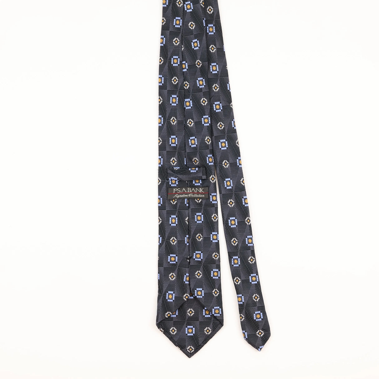 Back of Vintage Jos. A. Bank Geometric Patterned Tie
