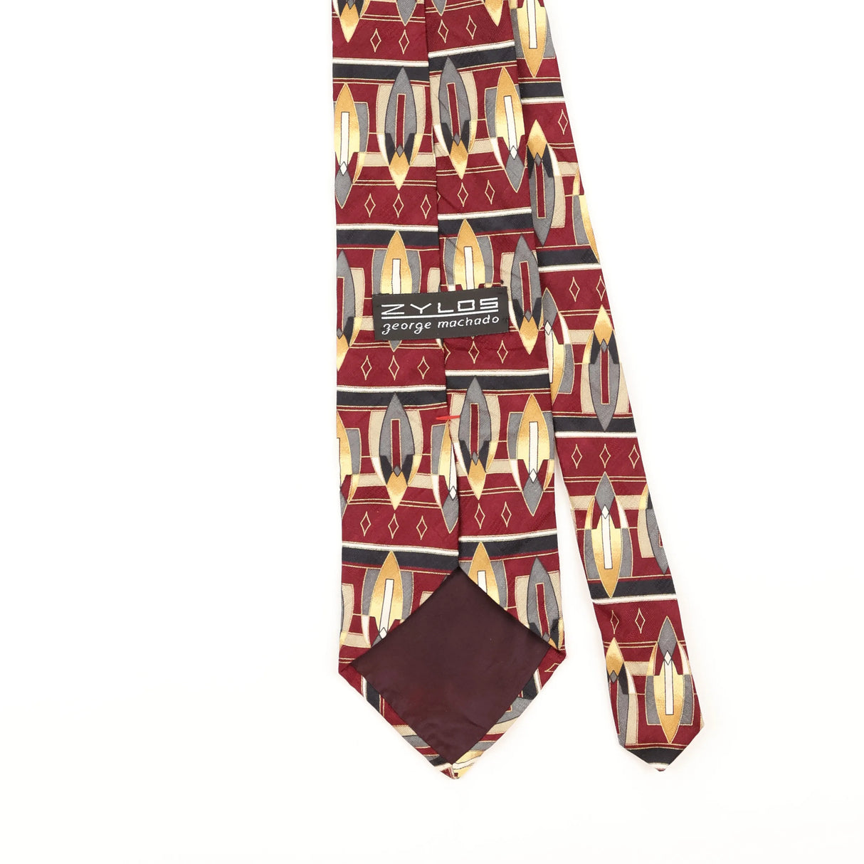 Back Detail of Vintage 1990's Zylos Geometric Patterned Tie