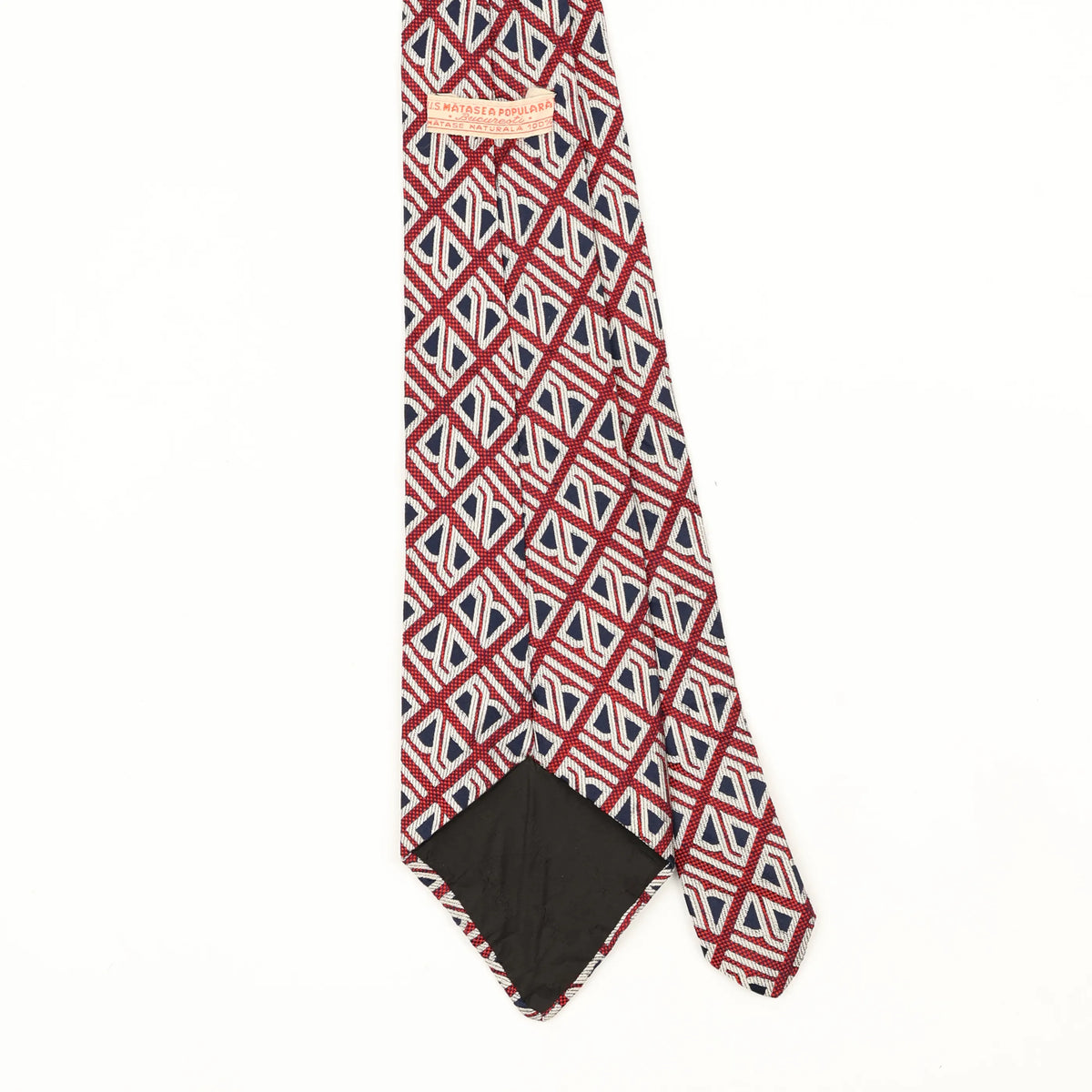 Back Back Detail of Vintage 1980's Geometric Patterned Tie