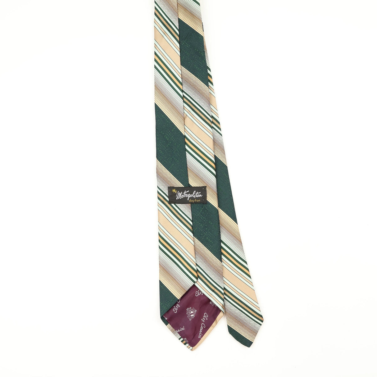 Back Back of Vintage 1980's Oleg Cassini Striped Patterned Tie