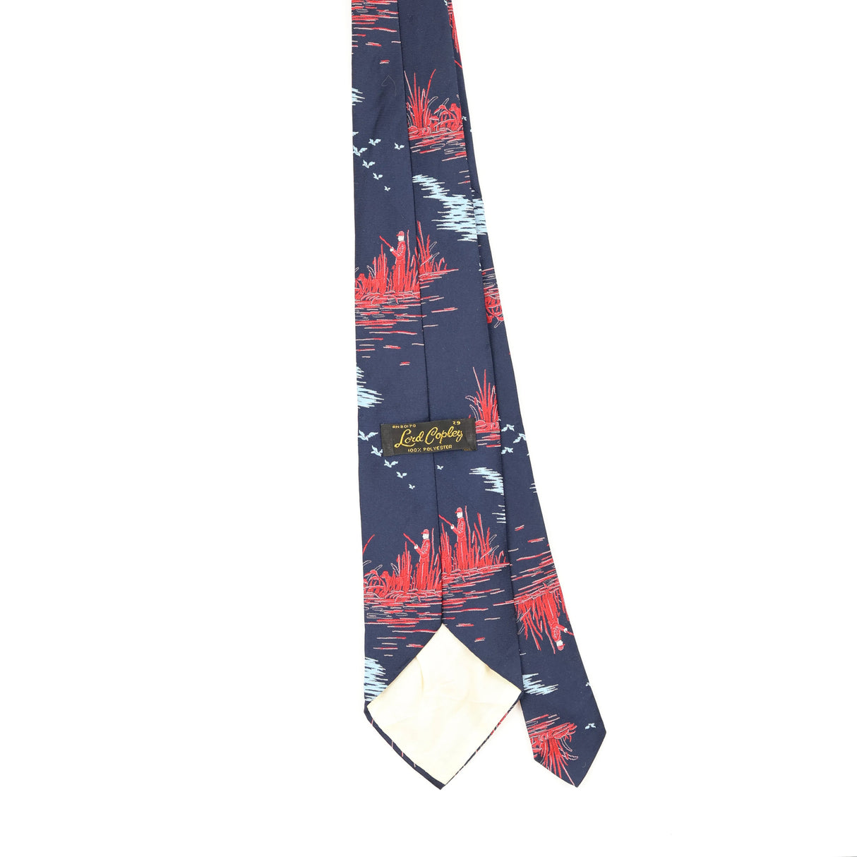 Back Back of Vintage 1980's Fishing Abstract Patterned Tie