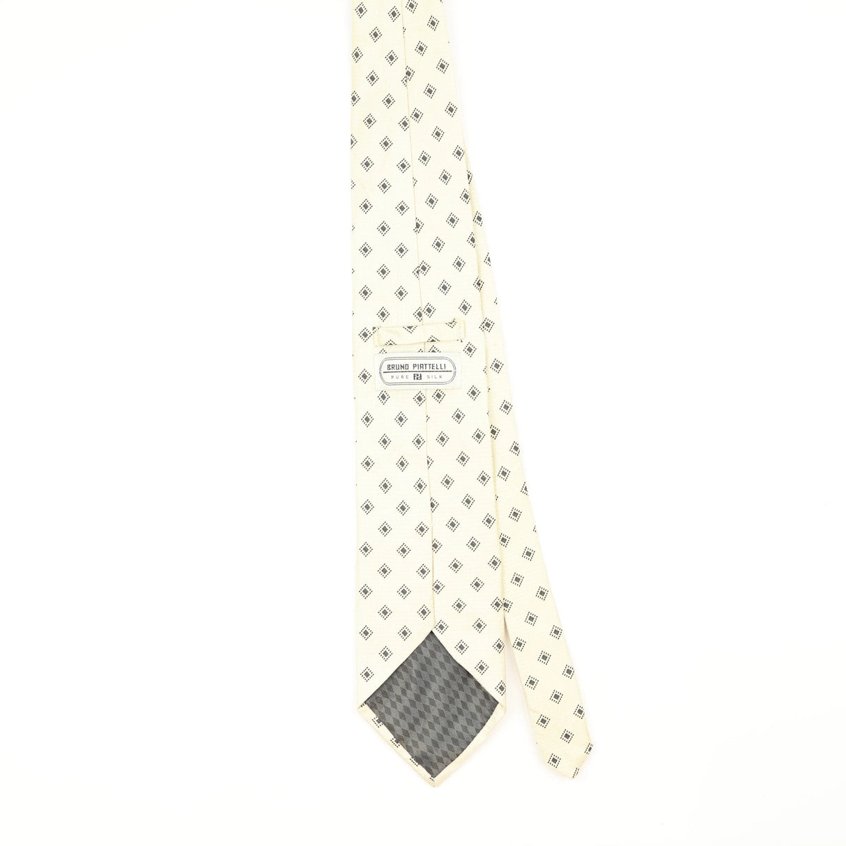 Back Back of Vintage 1990's Bruno Piattelli Diamonds Geometric Patterned Tie