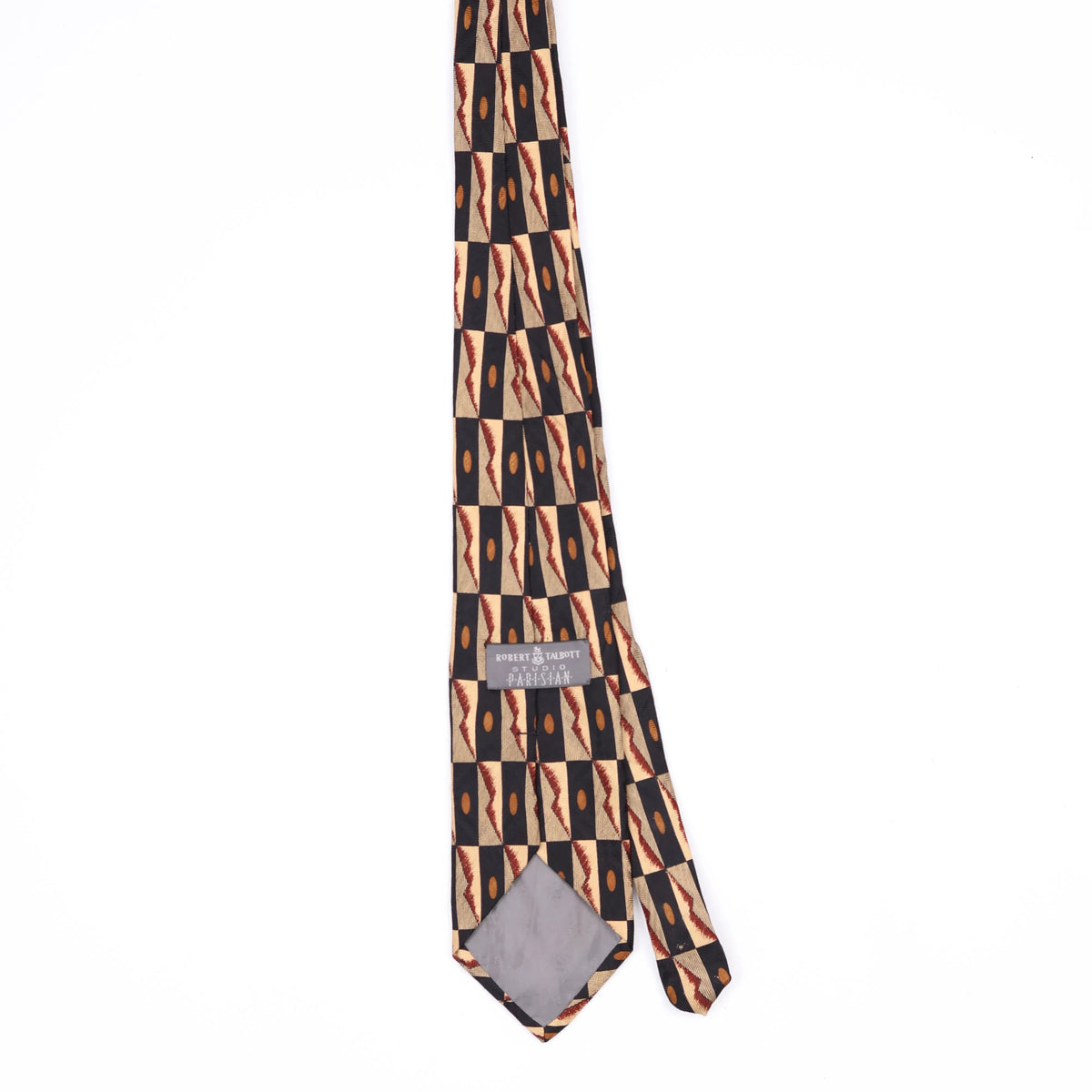 Back Back of Vintage 1990's Robert Talbott Geometric Patterned Tie