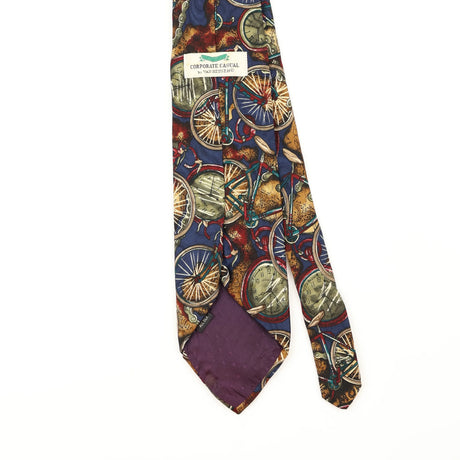 Back Detail of Vintage 1990's Van Heusen Bicycle Cartoon Patterned Tie