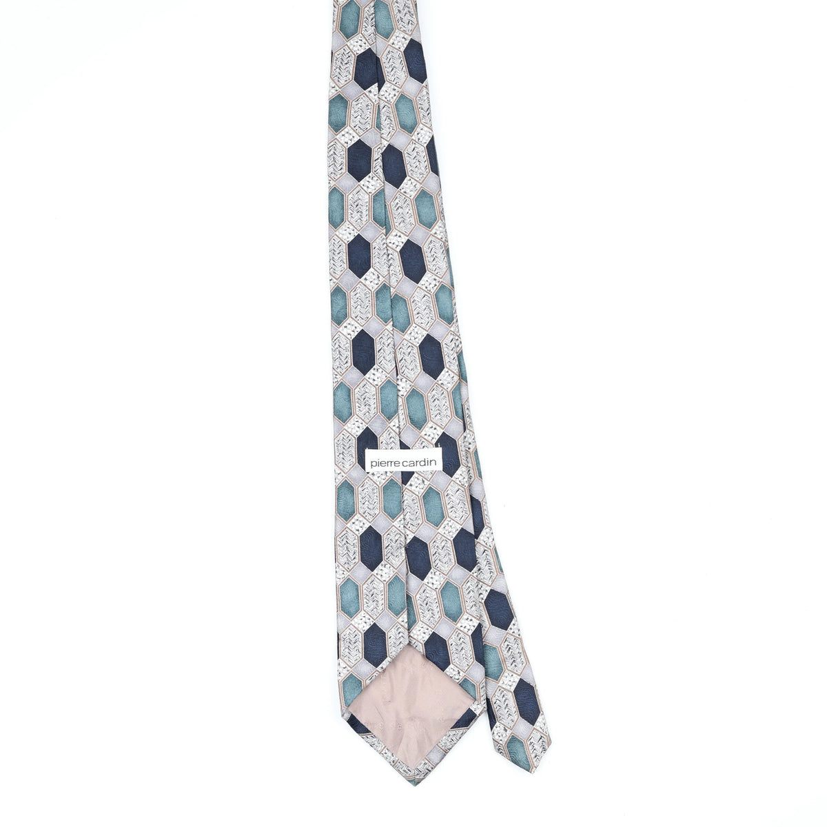 Back Back of Vintage 1990's Pierre Cardin Hexagon Geometric Patterned Tie