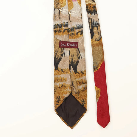 Back Detail of Vintage Elephant Animal Print Patterned Tie