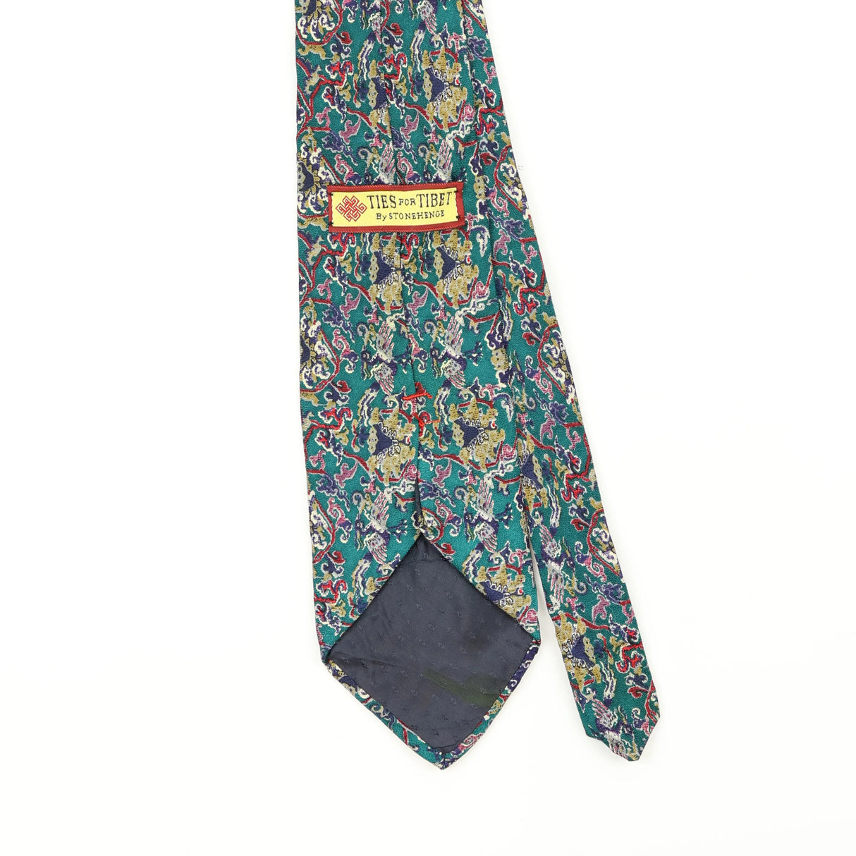 Back Back Detail of Vintage 1990's Stonehenge Ties For Tibet Abstract Patterned Tie