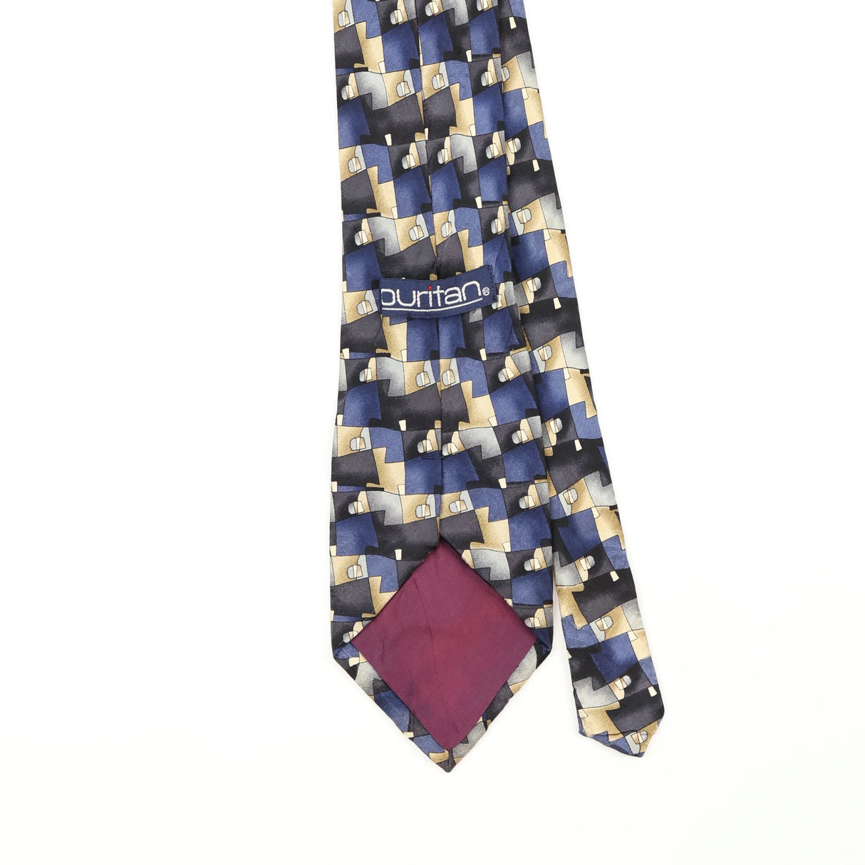 Back Back Detail of Vintage 1990's Puritan Geometric Patterned Tie