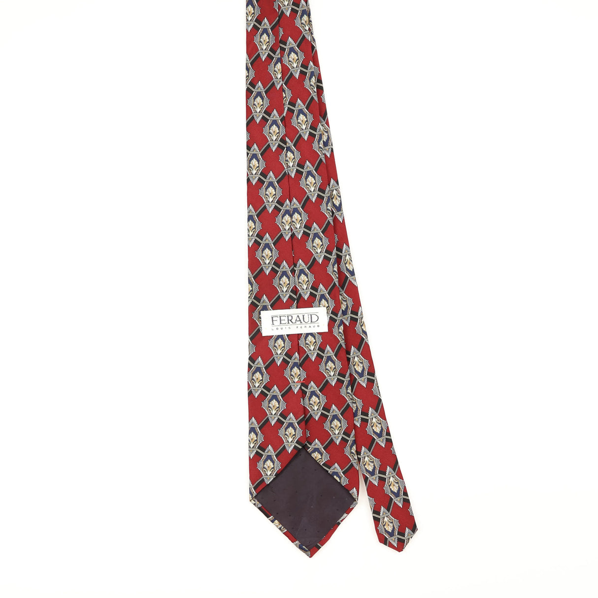 Back of Vintage 1990's Louis Feraud Paris Geometric Patterned Tie