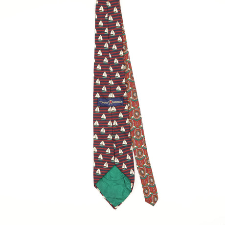 Back of Vintage 1990's Tommy Hilfiger Sailing Geometric Patterned Tie