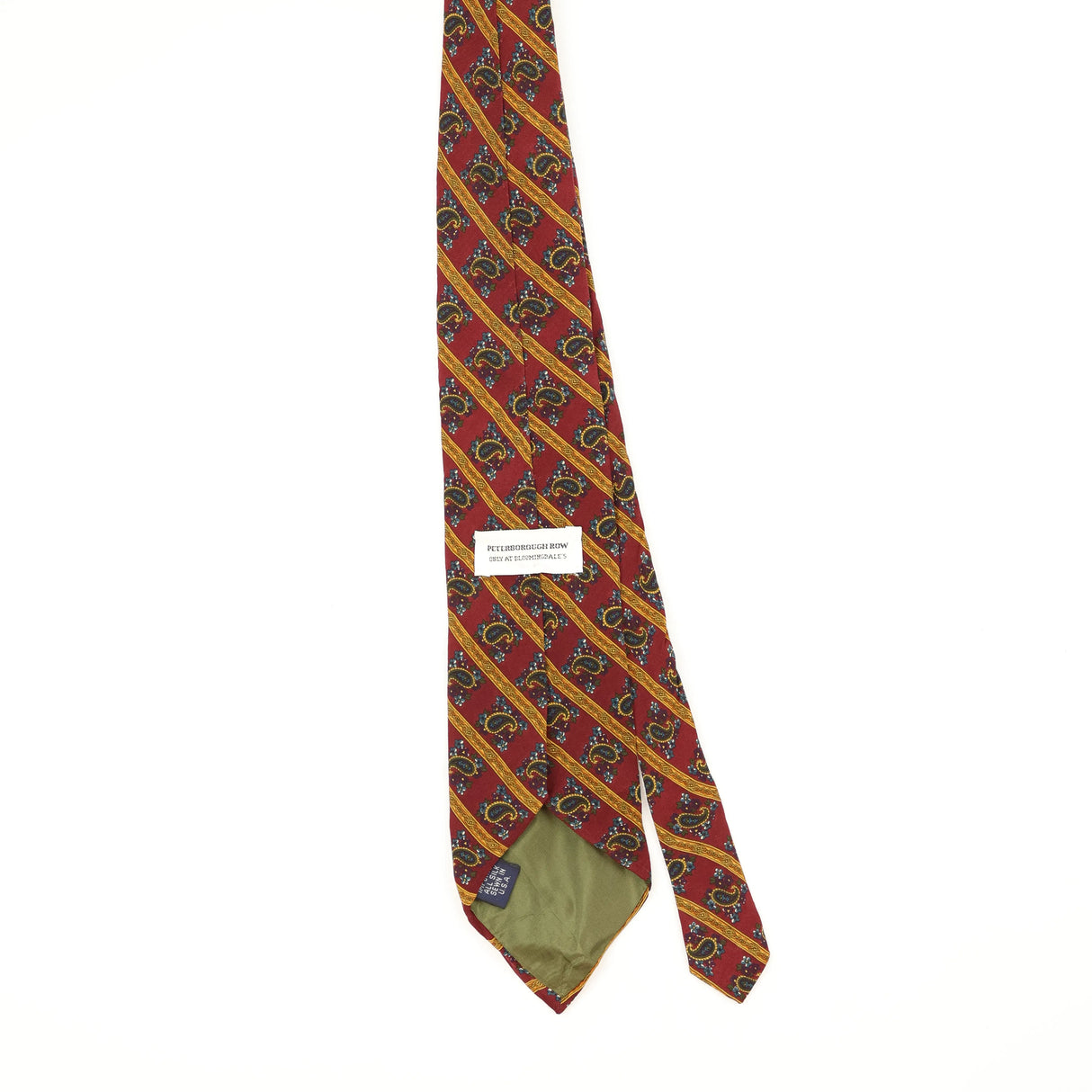 Back Back of Vintage 1990's Paisley Striped Patterned Tie