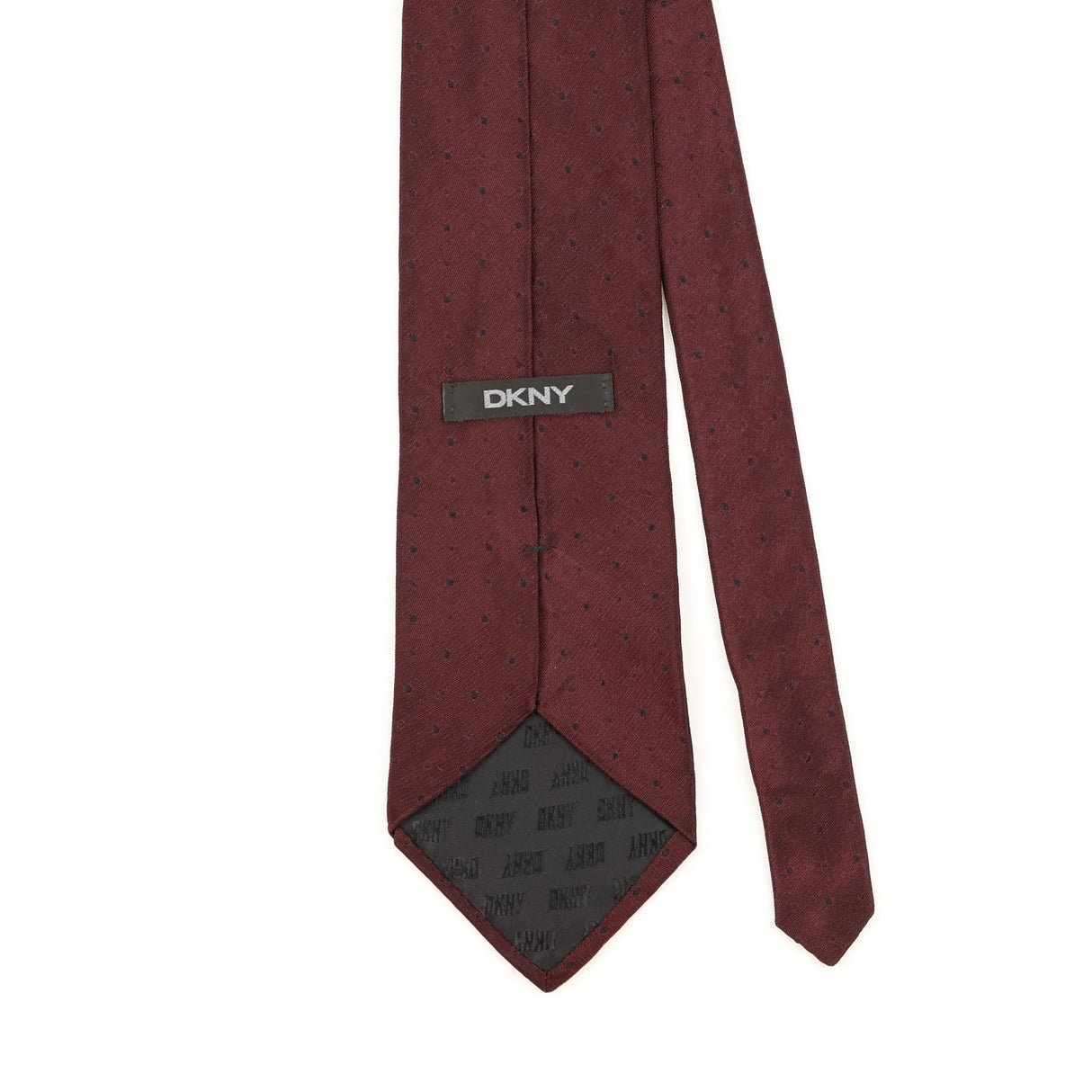 Back Detail of Vintage 1990's Dkny Polka Dot Patterned Tie