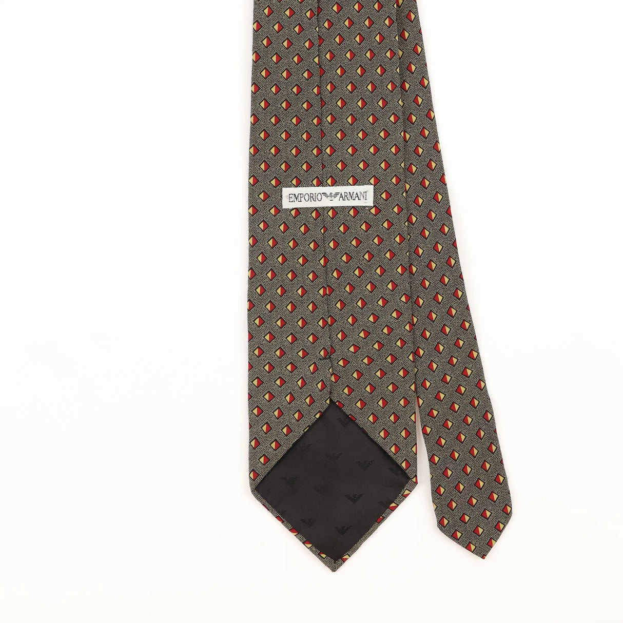 Back Detail of Vintage 1980's Emporio Armani Geometric Patterned Tie