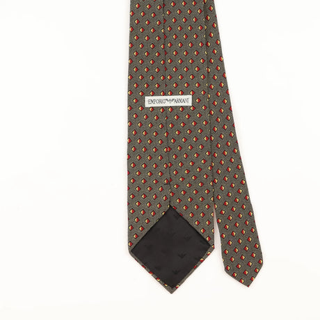 Back Detail of Vintage 1980's Emporio Armani Geometric Patterned Tie